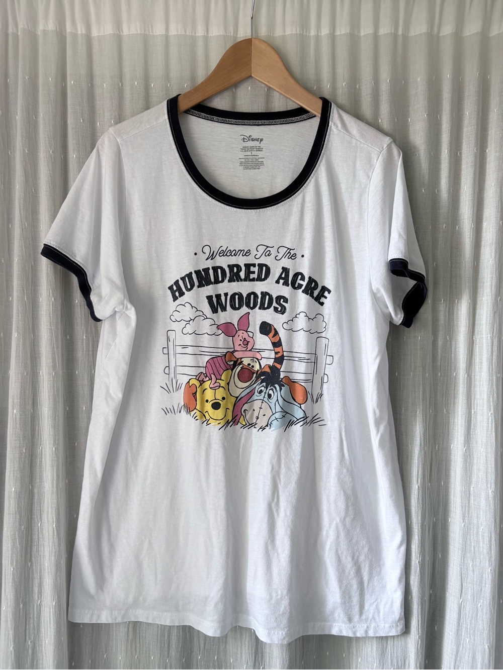 Disney White Ringer Tee with Winnie the Pooh Hundred Acre Woods